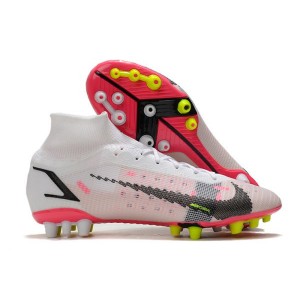 Kids Nike Mercurial Superfly 8 Elite AG-PRO Cheap Football Boots -White Black Bright Crimson  Pink Blast