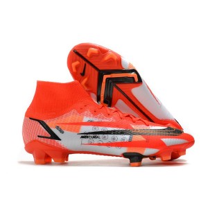 Kids Nike Mercurial Superfly 8 Elite CR7 FG Cheap Football Boots Chile Red/Black/Ghost/Total Orange