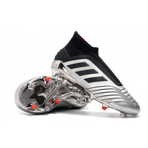 Kids Adidas Predator 19+ FG '302 Redirect Pack' - Silver Metallic/Black/Hi Res Red