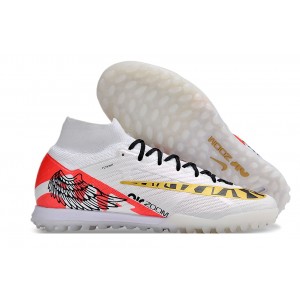 Nike Air Zoom Mercurial Superfly 9 Elite Turf Football Boots - White/Gold/Red