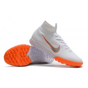 Nike Mercurial Superfly VI Kids Elite TF - White/Metallic Cool Grey/Total Orange