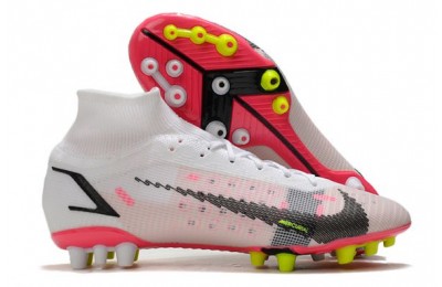 Kids Nike Mercurial Superfly 8 Elite AG-PRO Cheap Football Boots -White Black Bright Crimson  Pink Blast